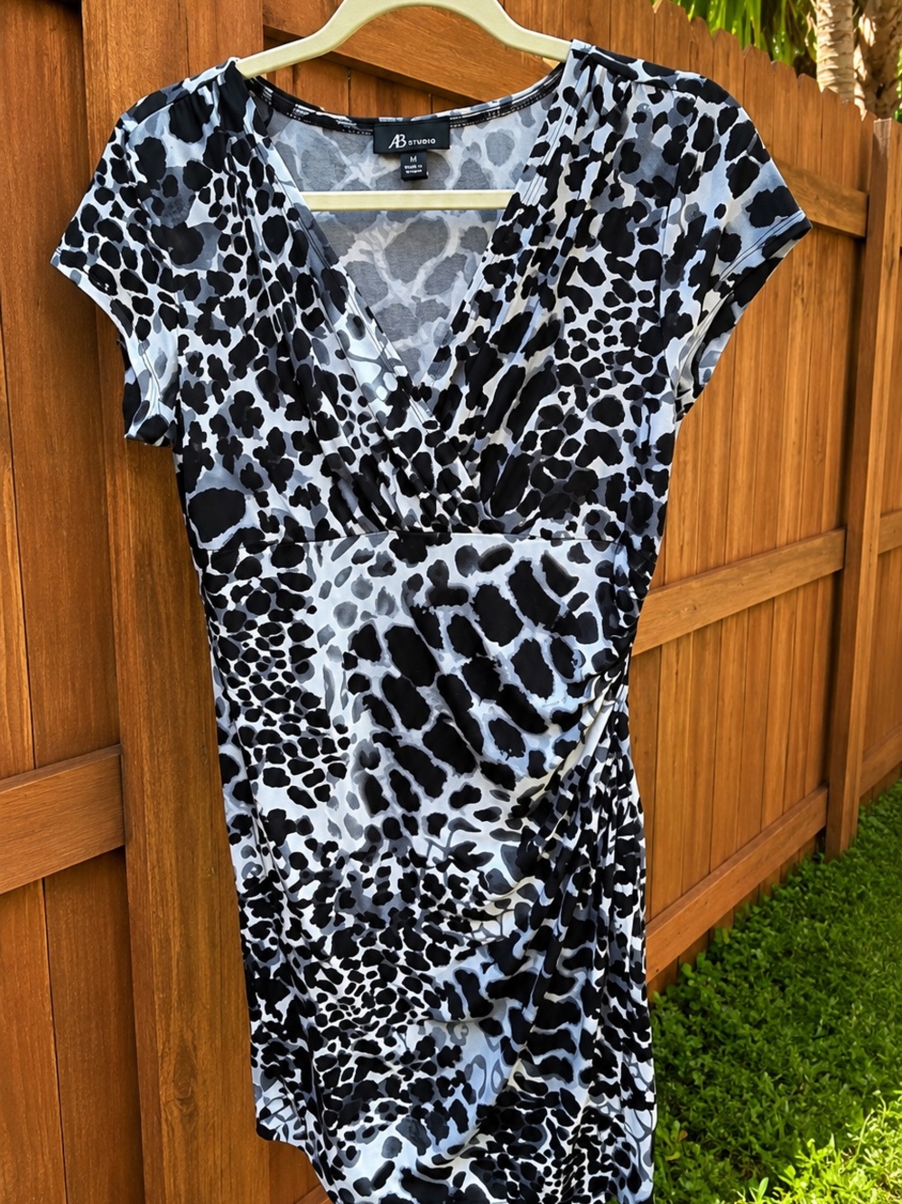 AB Studio Gray and White Animal Print Dress